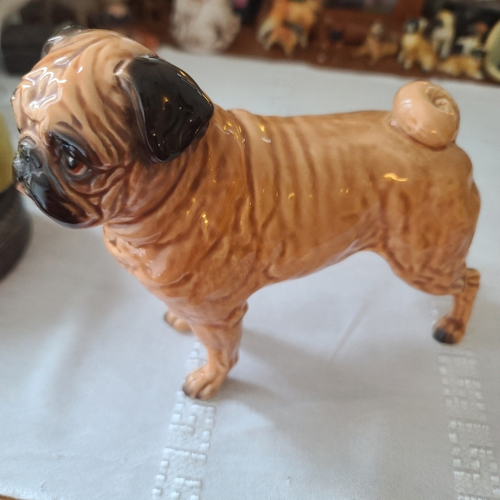 Vintage Staffordshire Pug Dog StatueCeramic Dog Pug. Please Read